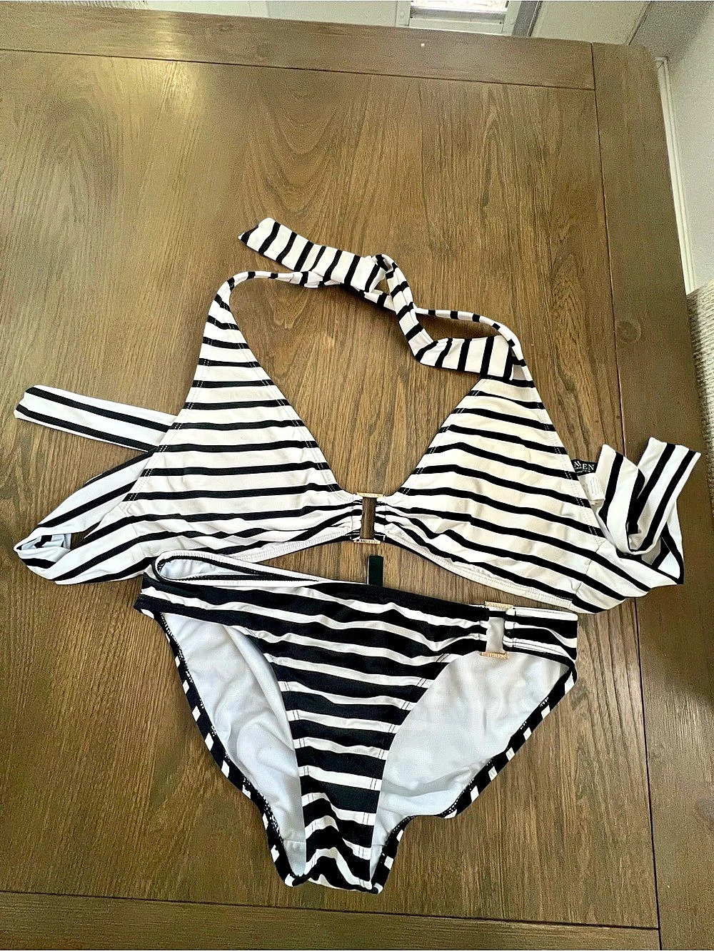 Lauren Ralph Lauren Dylan Striped Metallic Ring Bikini Set